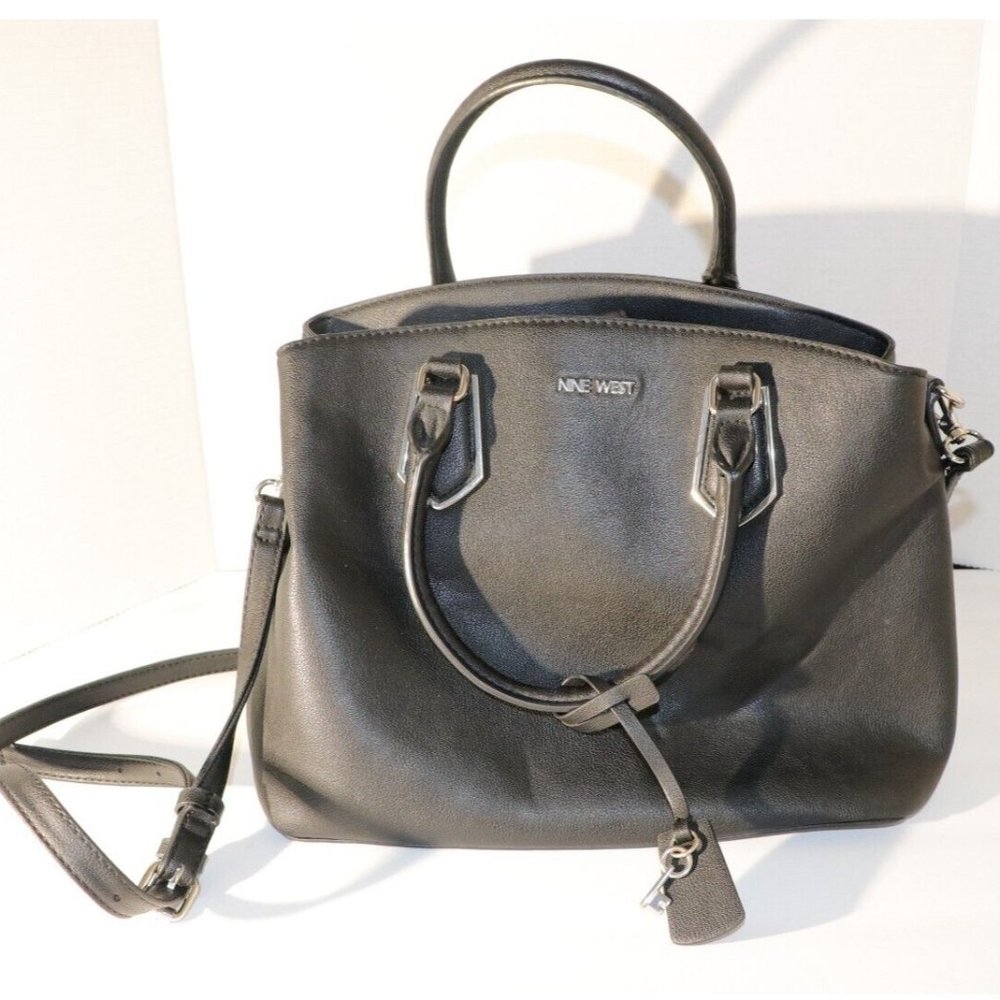 Nine West Black Leather Key Shoulder Strap Purse Handbag